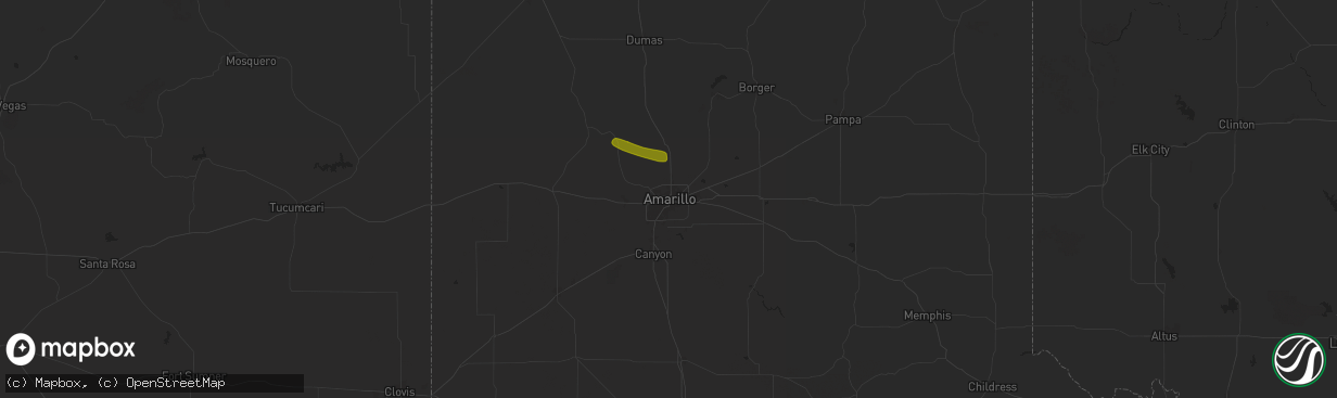 Hail map in Amarillo, TX on July 19, 2024