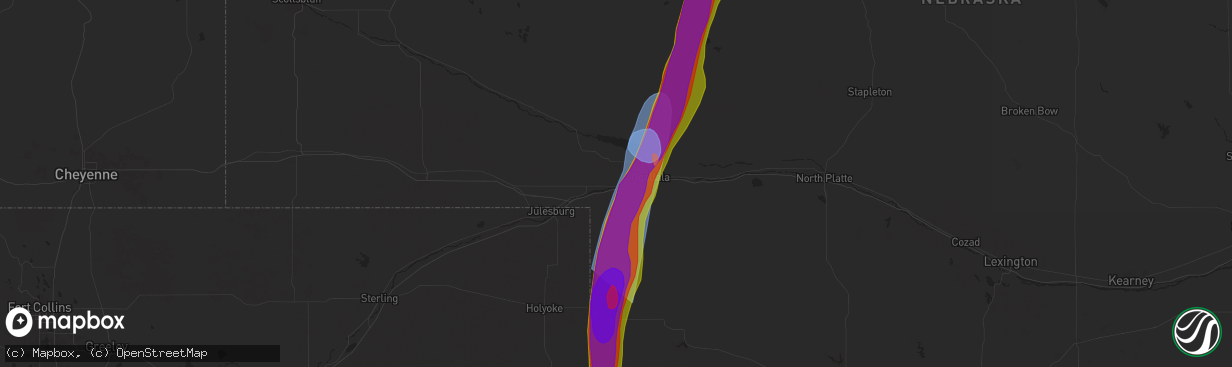 Hail map in Brule, NE on July 19, 2024