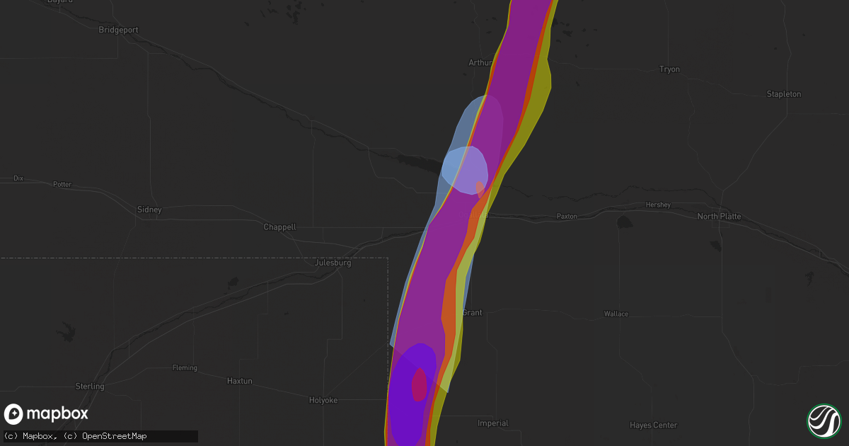 Hail map in Brule, NE on July 19, 2024