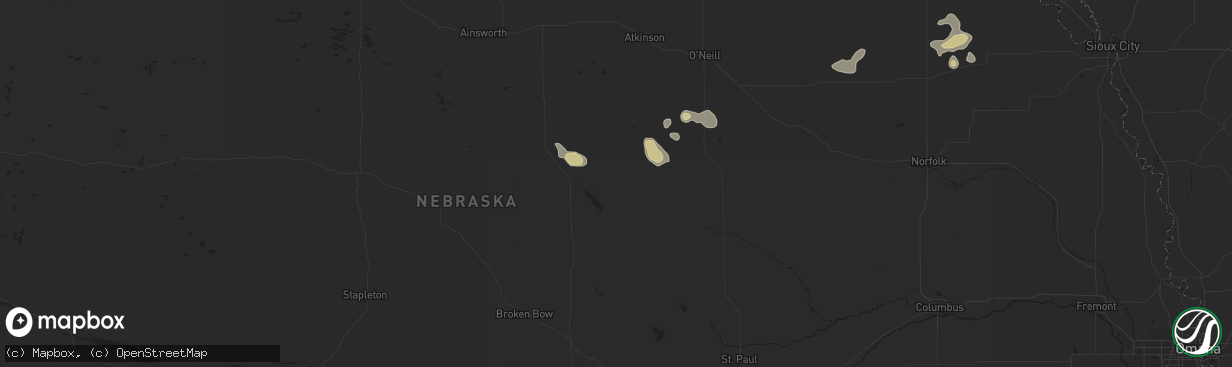 Hail map in Burwell, NE on July 19, 2024