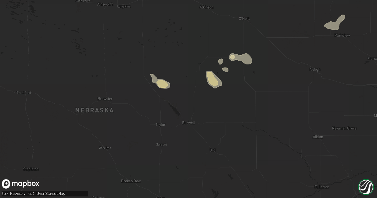 Hail map in Burwell, NE on July 19, 2024