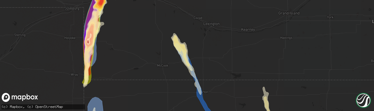 Hail map in Cambridge, NE on July 19, 2024