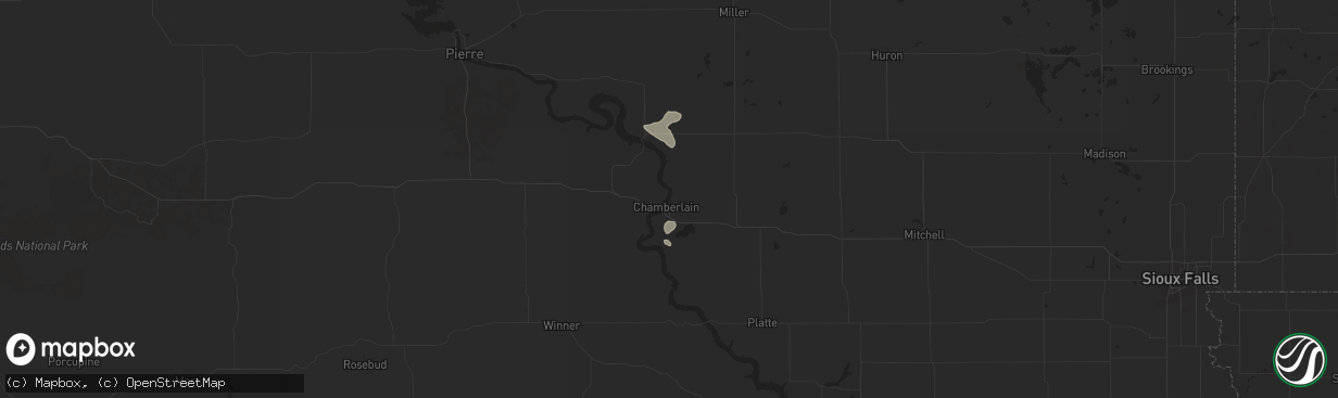 Hail map in Chamberlain, SD on July 19, 2024