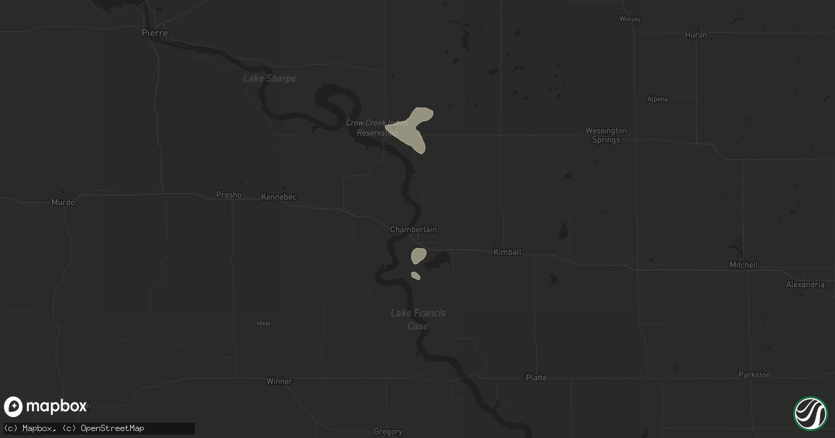 Hail map in Chamberlain, SD on July 19, 2024