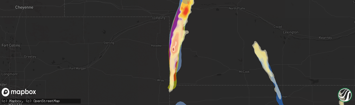 Hail map in Champion, NE on July 19, 2024