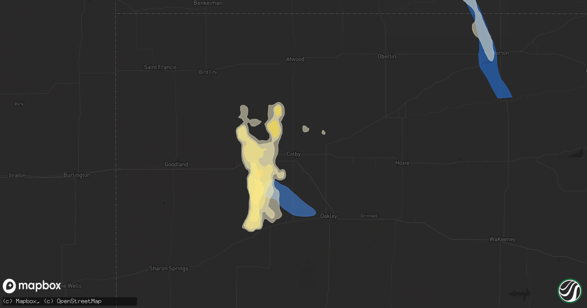 Hail map in Colby, KS on July 19, 2024
