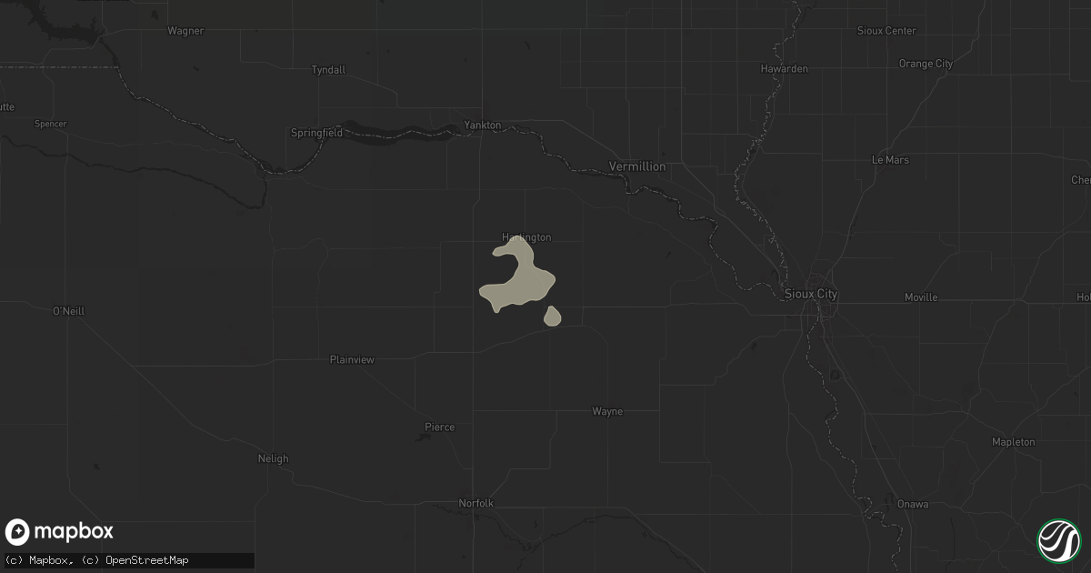 Hail map in Coleridge, NE on July 19, 2024