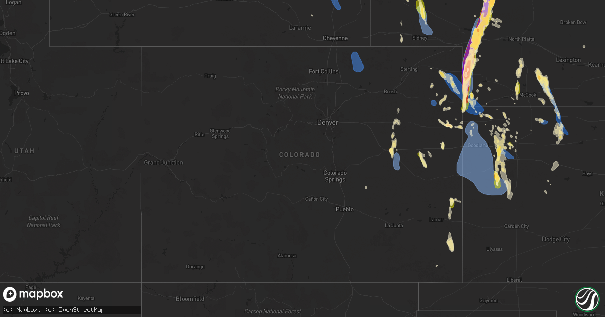 Hail map in Colorado on July 19, 2024