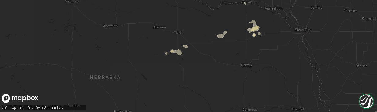 Hail map in Ewing, NE on July 19, 2024