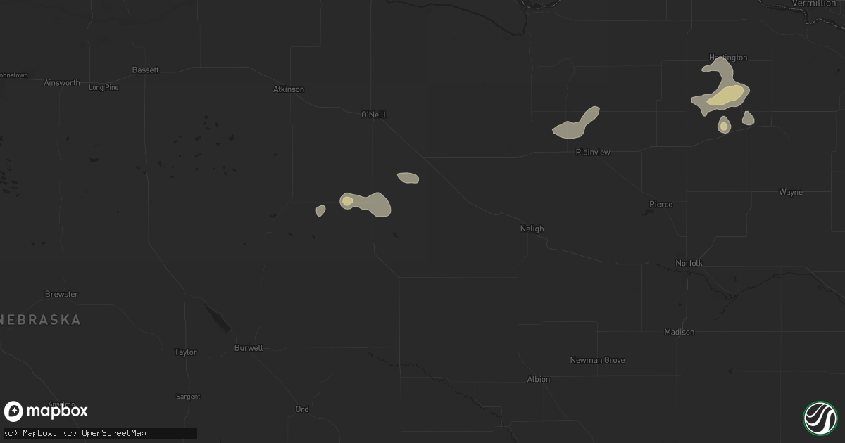 Hail map in Ewing, NE on July 19, 2024