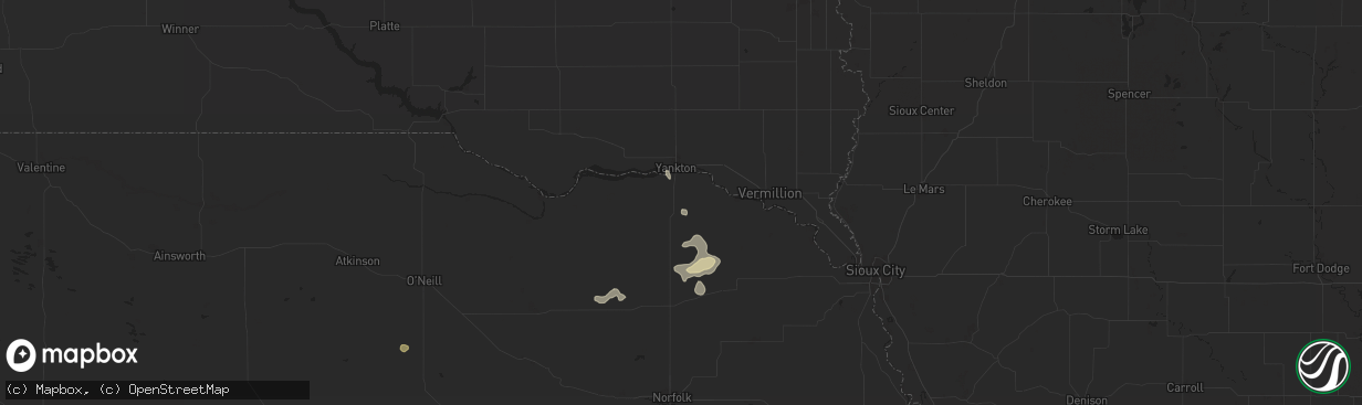 Hail map in Fordyce, NE on July 19, 2024