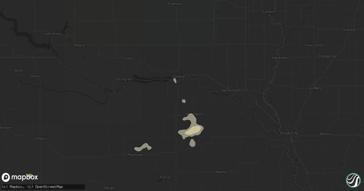 Hail map in Fordyce, NE on July 19, 2024
