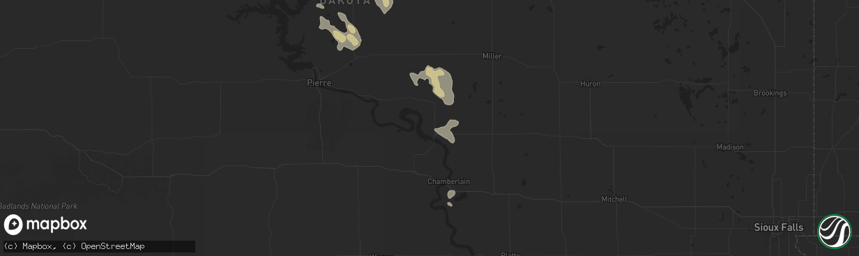 Hail map in Fort Thompson, SD on July 19, 2024