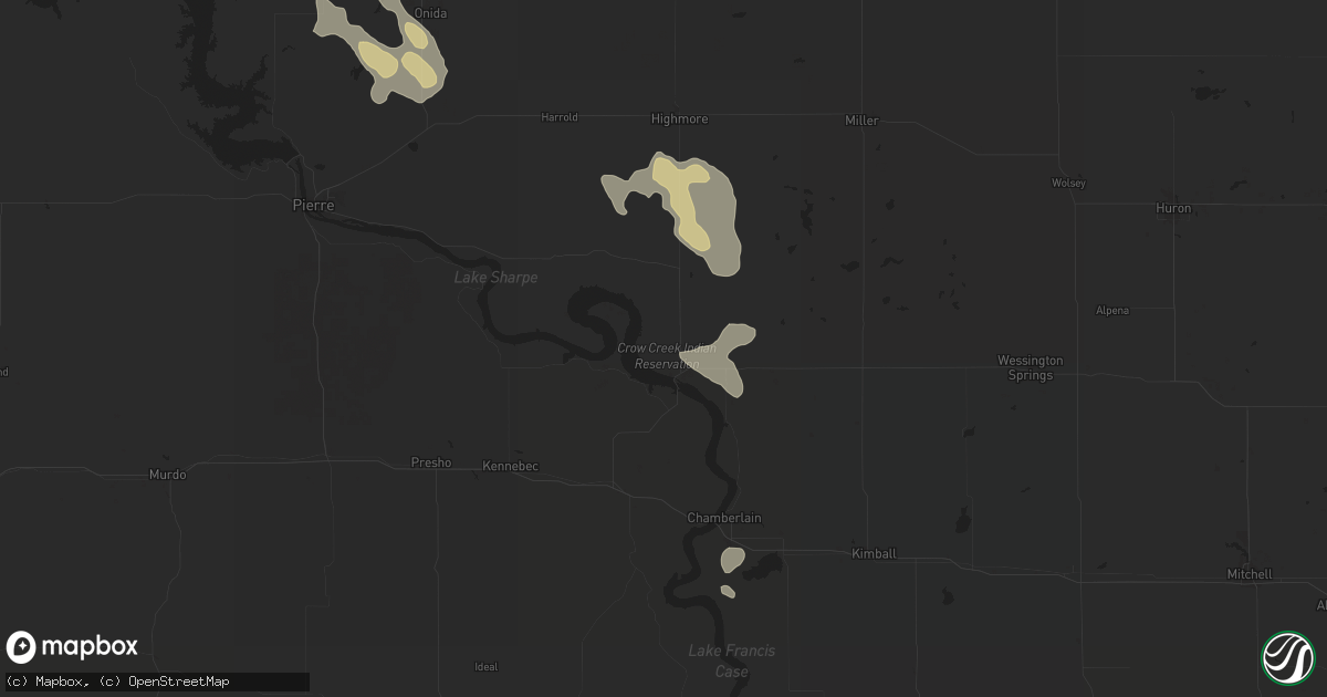 Hail map in Fort Thompson, SD on July 19, 2024