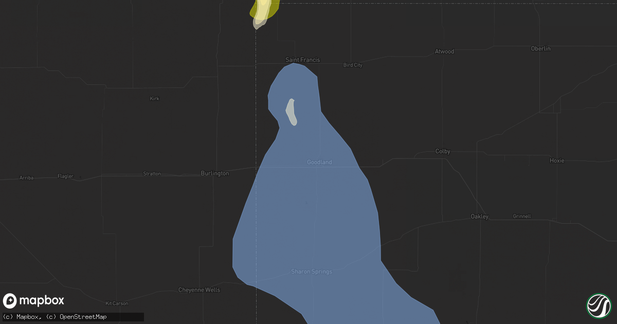 Hail map in Goodland, KS on July 19, 2024