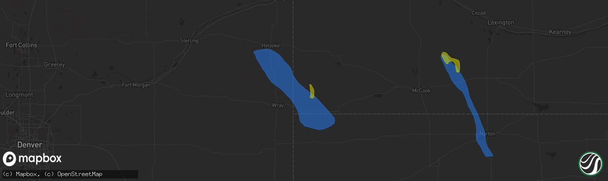 Hail map in Haigler, NE on July 19, 2024