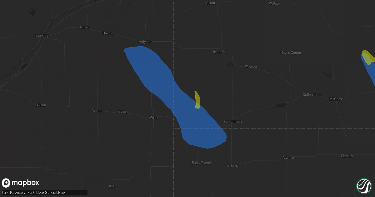 Hail map in Haigler, NE on July 19, 2024