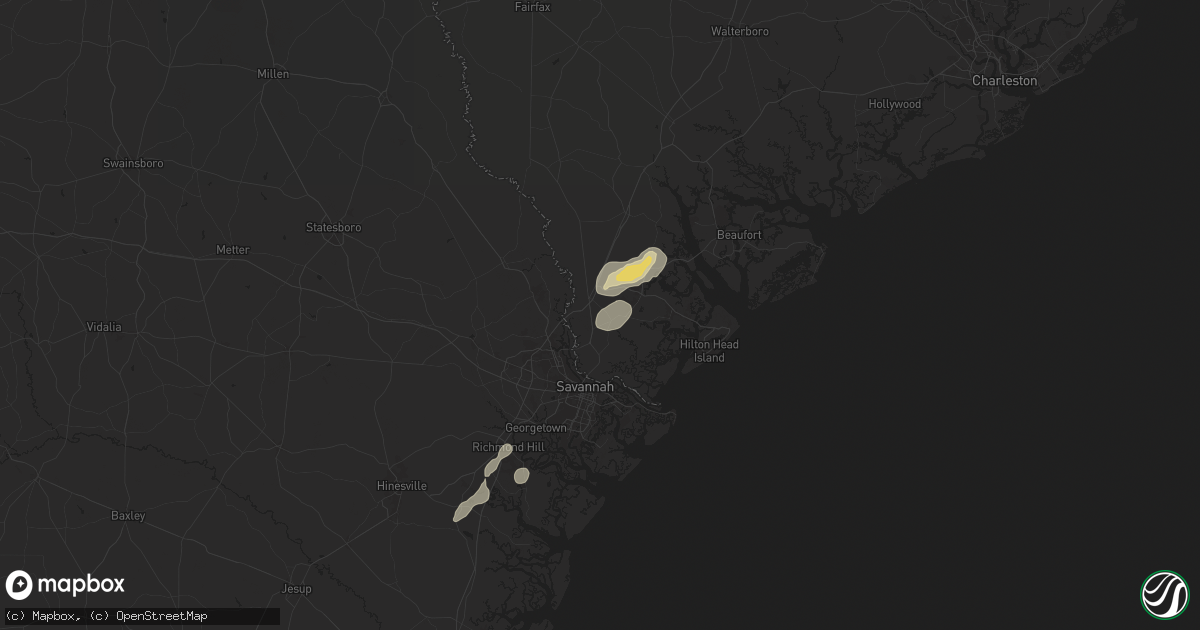 Hail map in Hardeeville, SC on July 19, 2024