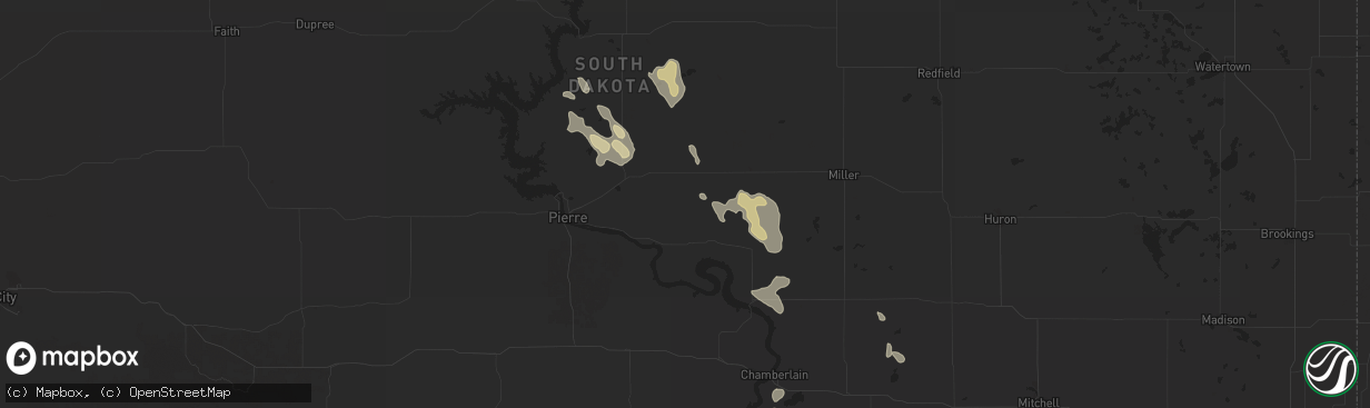 Hail map in Harrold, SD on July 19, 2024