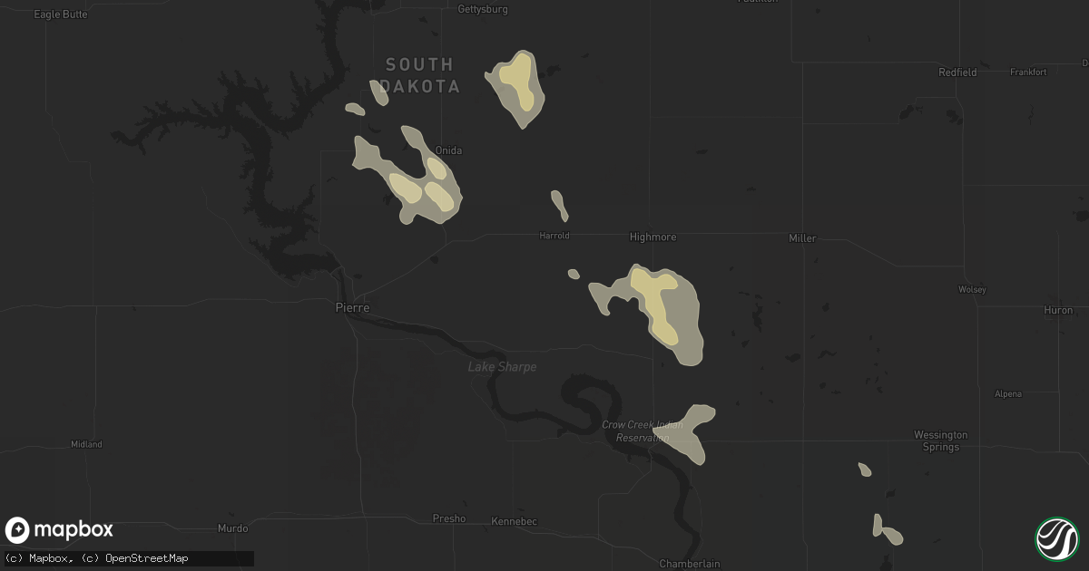 Hail map in Harrold, SD on July 19, 2024