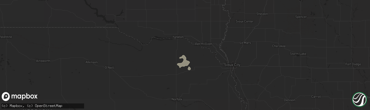 Hail map in Hartington, NE on July 19, 2024