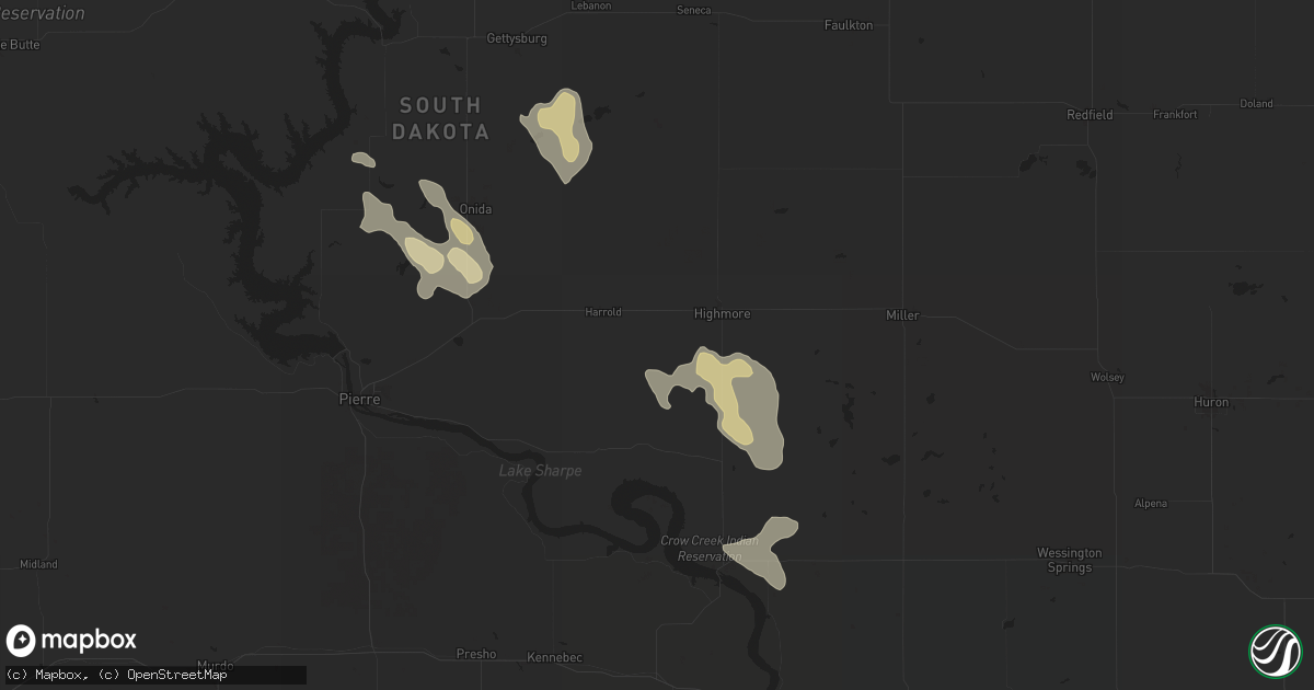 Hail map in Holabird, SD on July 19, 2024