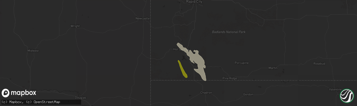 Hail map in Hot Springs, SD on July 19, 2024