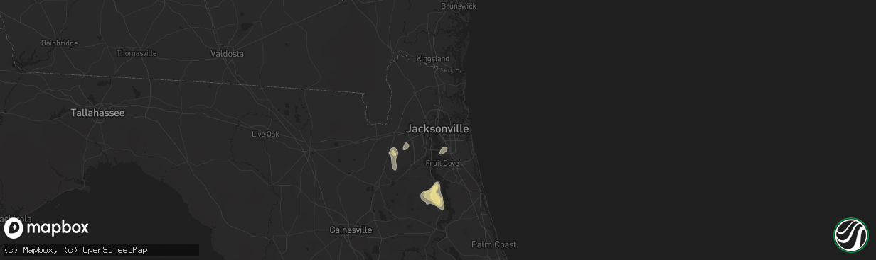 Hail map in Jacksonville, FL on July 19, 2024