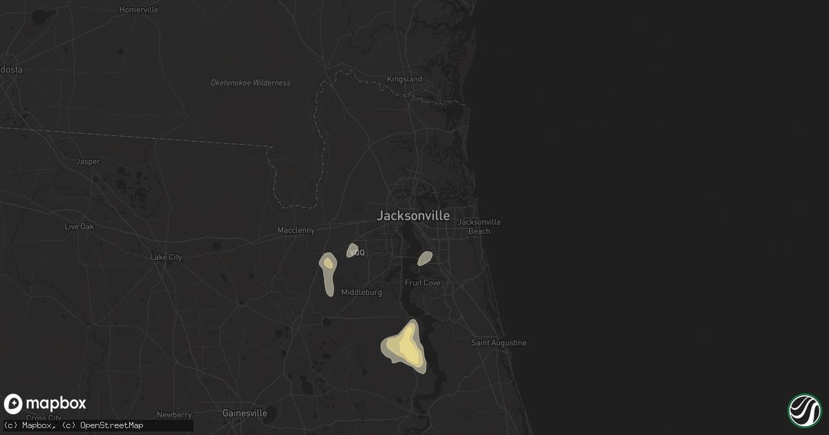 Hail map in Jacksonville, FL on July 19, 2024