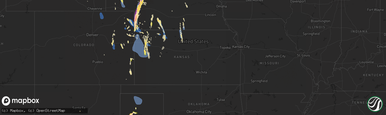 Hail map in Kansas on July 19, 2024