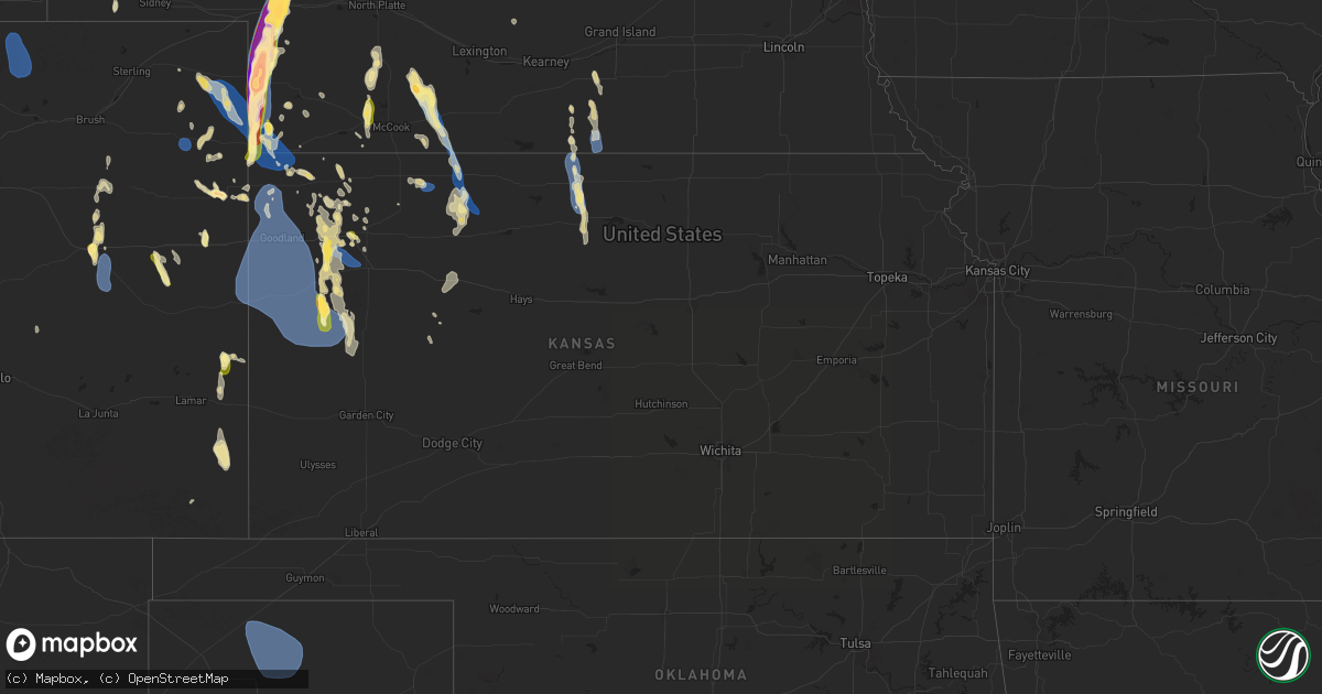 Hail map in Kansas on July 19, 2024
