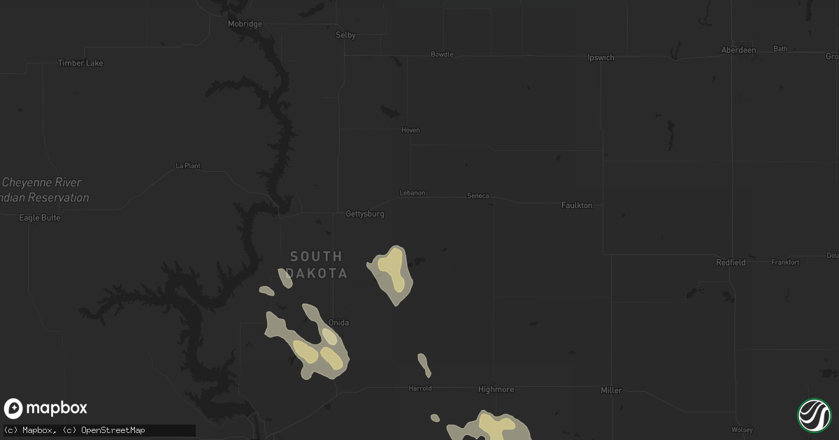 Hail map in Lebanon, SD on July 19, 2024