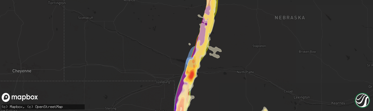 Hail map in Lemoyne, NE on July 19, 2024