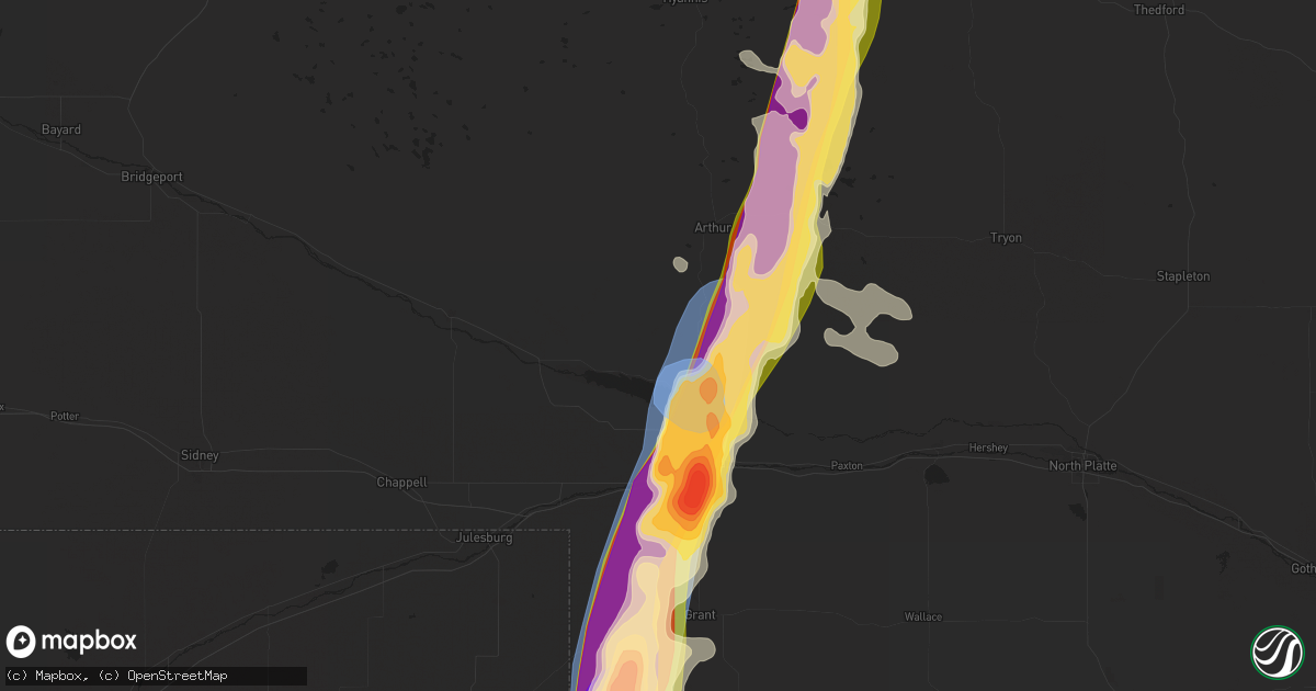 Hail map in Lemoyne, NE on July 19, 2024
