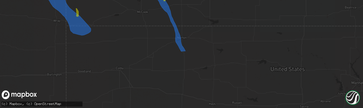 Hail map in Lenora, KS on July 19, 2024