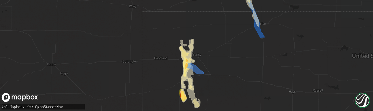 Hail map in Levant, KS on July 19, 2024