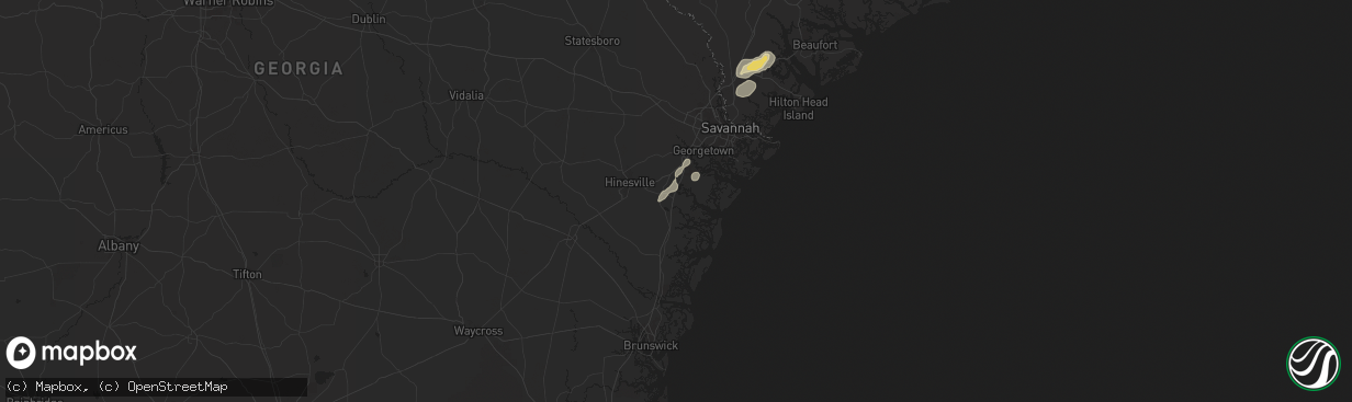 Hail map in Midway, GA on July 19, 2024