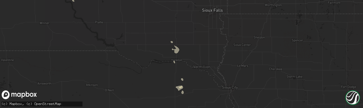 Hail map in Mission Hill, SD on July 19, 2024