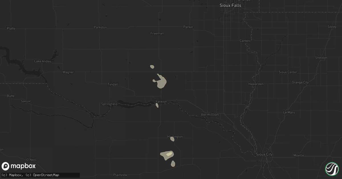 Hail map in Mission Hill, SD on July 19, 2024