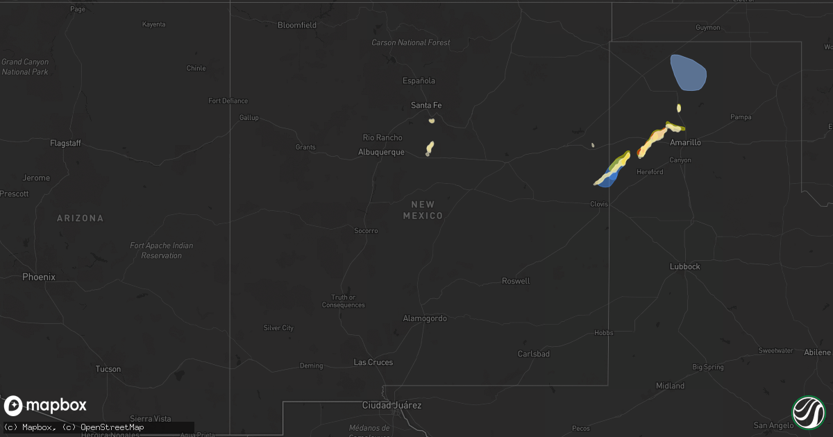 Hail map in New Mexico on July 19, 2024