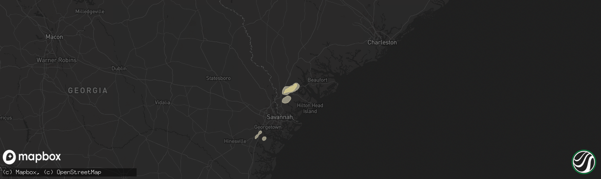 Hail map in Okatie, SC on July 19, 2024