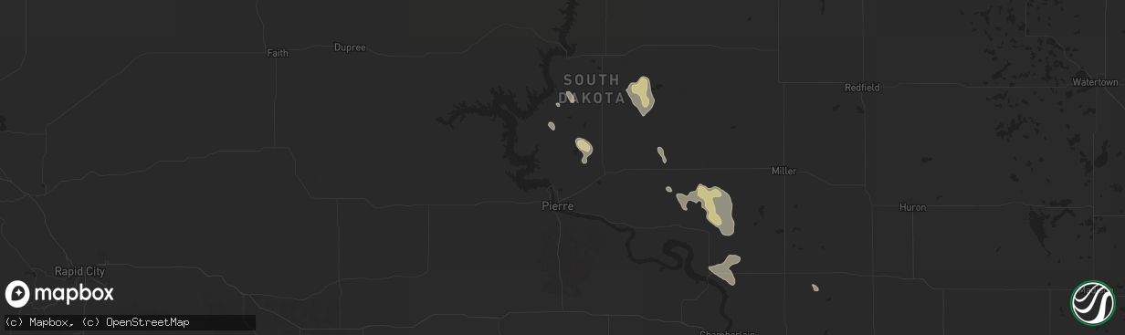 Hail map in Pierre, SD on July 19, 2024