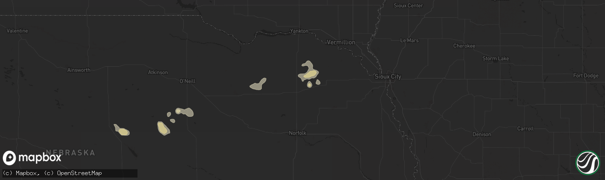 Hail map in Randolph, NE on July 19, 2024