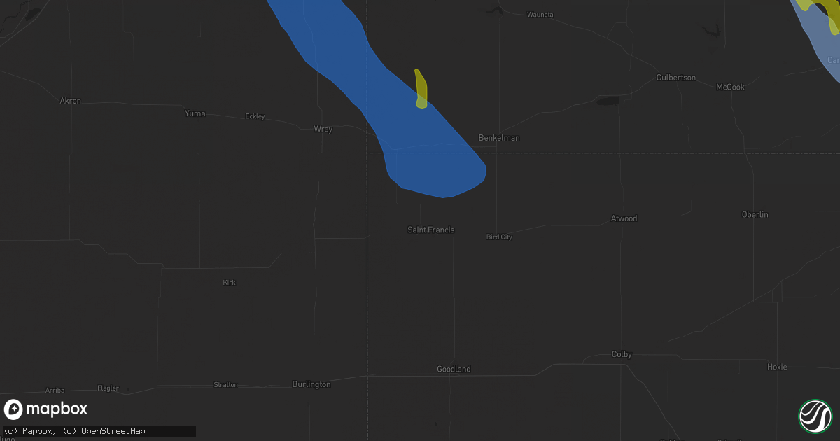 Hail map in Saint Francis, KS on July 19, 2024