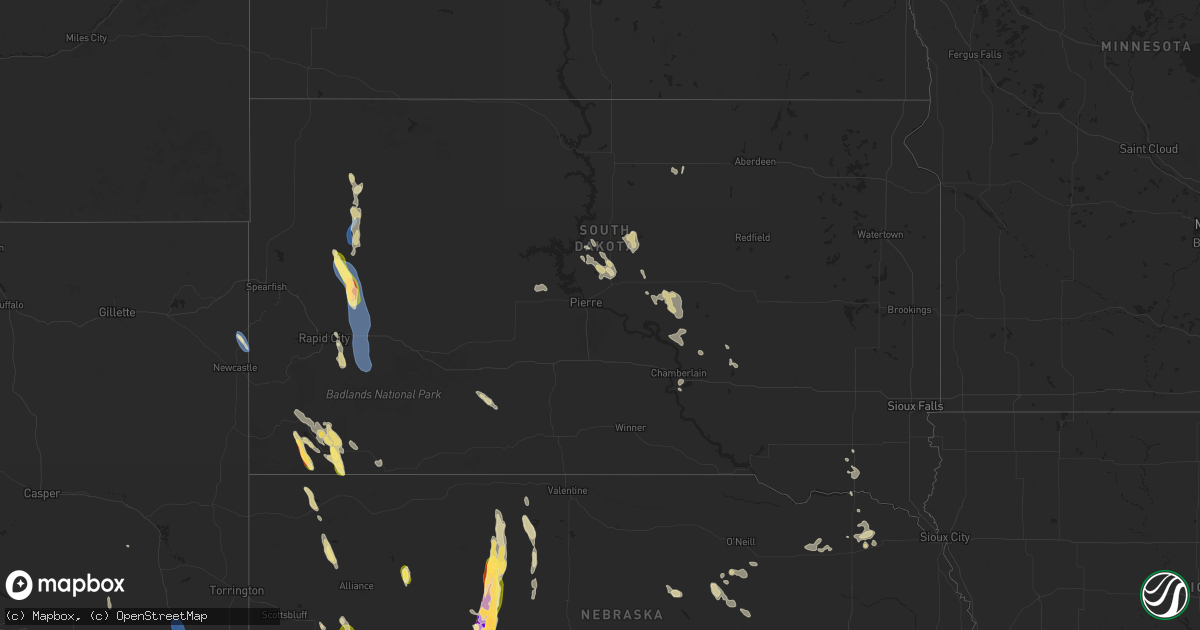 Hail map in South Dakota on July 19, 2024
