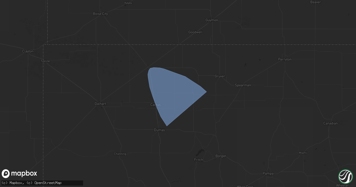 Hail map in Sunray, TX on July 19, 2024