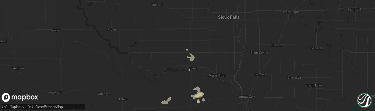 Hail map in Utica, SD on July 19, 2024