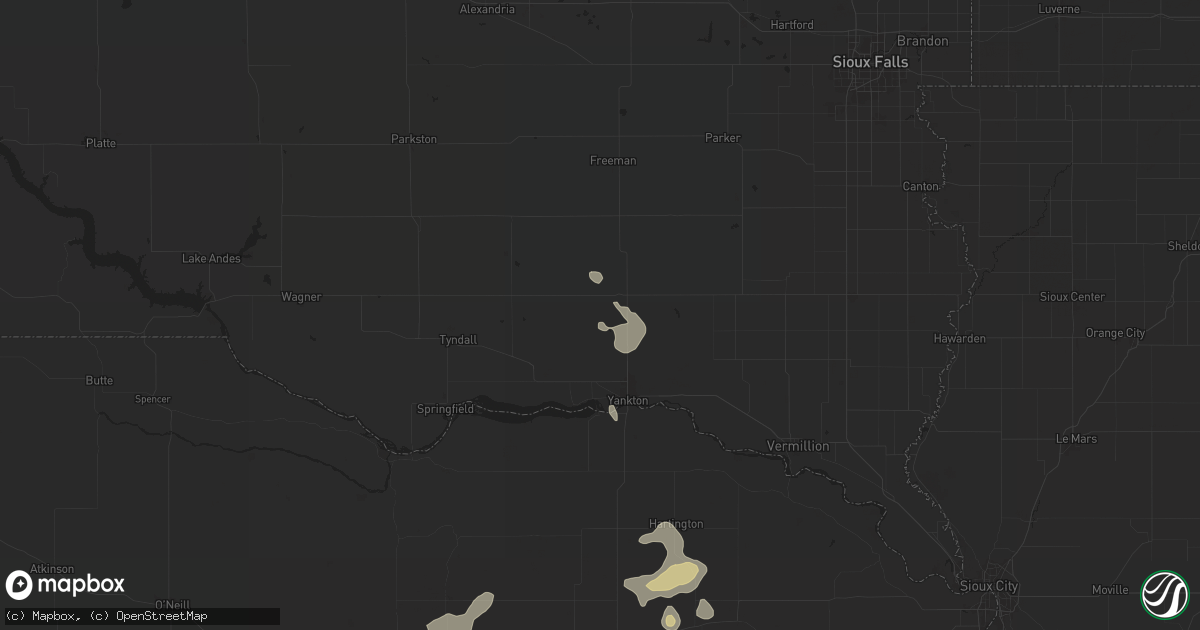 Hail map in Utica, SD on July 19, 2024