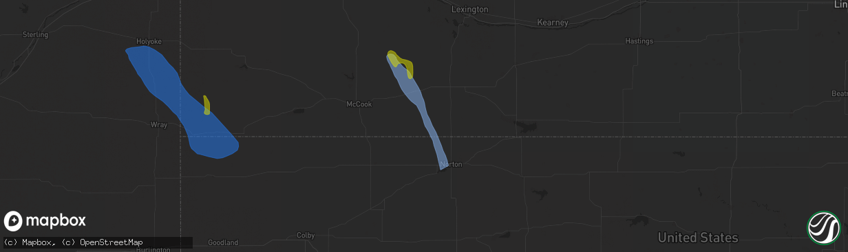 Hail map in Wilsonville, NE on July 19, 2024