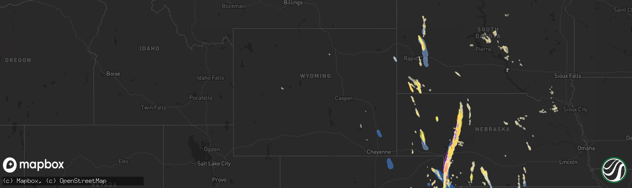 Hail map in Wyoming on July 19, 2024